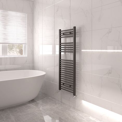 Bathroom Mordern Heated Towel Rail Radiator Central Heating Ladder Warmer 1200x450mm Anthracite Straight