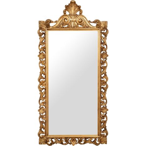 MIROIR MURAL EN BOIS AVEC FINITION FEUILLE D'OR ANTIQUE FABRIQUÉ EN ITALIE