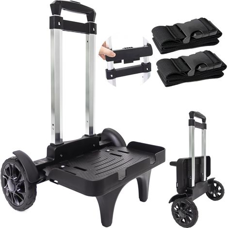Foldable Backpack Trolley with Large Solid Wheels, Aluminum Alloy Luggage Trolley with Edge Protection Base, Universal Trolley for Backpack, Lunch Bag, Golf Bag (1/5)