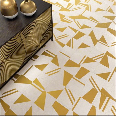 Aelle - Carrelage sol / mur effet ciment 20x20 cm KOKOMO CREMA ORO NASSAU PATCHWORK - Vendu par boîte de 1 m² (1/4)