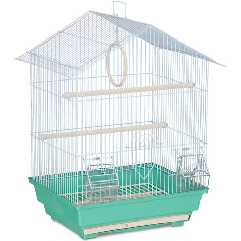 Práctica jaula para pájaros rectangular para periquitos 49 x 39,5 x 32 cm con comederos extraíbles de metal negro 130009842 (1/5)