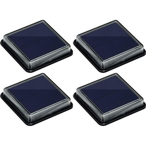 Lampe solaire de sol étanche IP68 avec allumage/extinction automatique pour jardin, escaliers, route, chemin, allée, patio, terrasse (lot de 4, blanc chaud 3000K) (1/5)