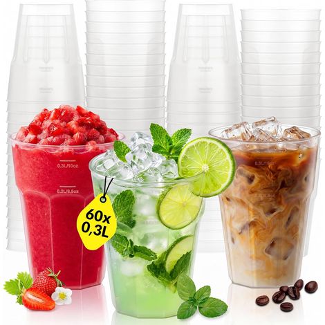 Set of Reusable Plastic Cups cl Rigid Food PP Cups Transparent Dishwasher-Safe Cups for Cocktails Birthdays Weddings and Parties (1/5)
