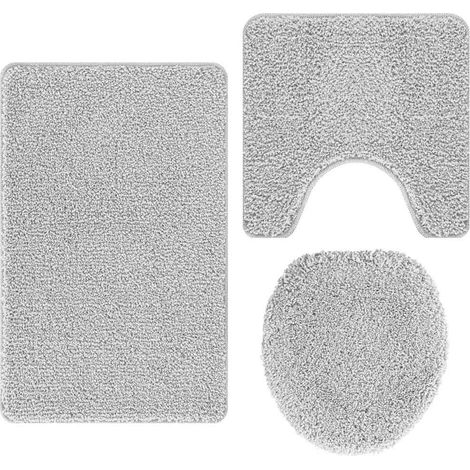 vidaXL Set di tappetini antiscivolo per il bagno 3 pcs Grigio PP (1/5)