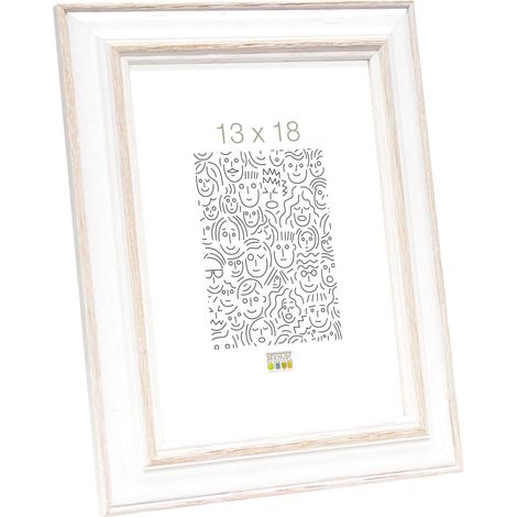 Deknudt Frames Cornice portafoto in Legno, Modello Base., Legno, Bianco/Beige, 13 x 18 cm (1/4)