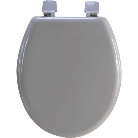 Abattant wc en bois compresse HDF uni taupe Charnieres plastique Siege de toilette universel (1/2)