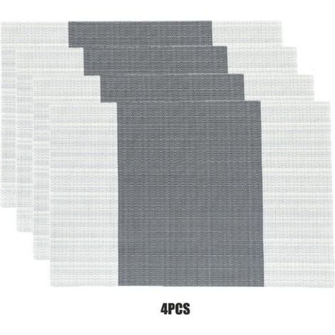 Lot de 4 Sets de Table PVC Isolation Thermique Napperons de Table 45cmx30cm Gris (1/3)