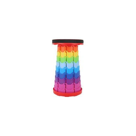 Tabouret télescopique portable extensible, coloré, léger et pliable, idéal pour le camping, le jardin, la pêche, la randonnée, les voyages et les barbecues (rouge arc-en-ciel). (1/5)