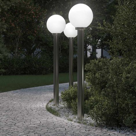 vidaXL Lampioni a palo 3 pz 120 cm Acciaio Inox IP44