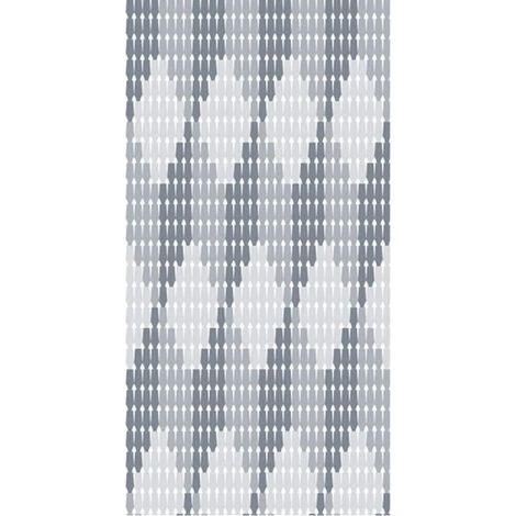 Trade Shop - FLIEGENVORHANG MIT ZWEIFARBIGEN WEISS-GRAUEN PLATTEN AUS PVC 140X230 CM TPL72 017391 - (1/5)