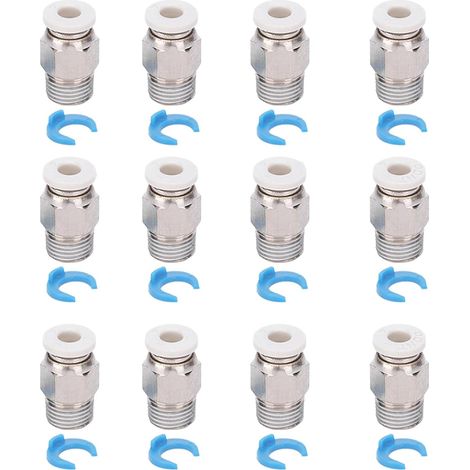 12 pièces connecteur poussoir de raccord pneumatique, accessoires d'extrudeuse d'imprimante 3D filetage CR10 M10 (1/5)