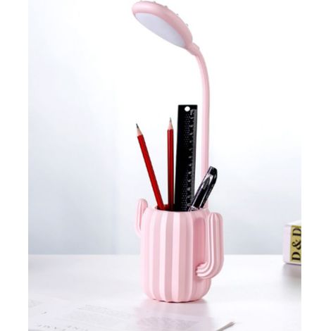 Lampe de bureau LED lampe de nuit pour enfants, lampe de protection des yeux d'apprentissage, lumière verte réglable avec porte - stylo, chambre familiale, étude, bureau (rose) (1/3)