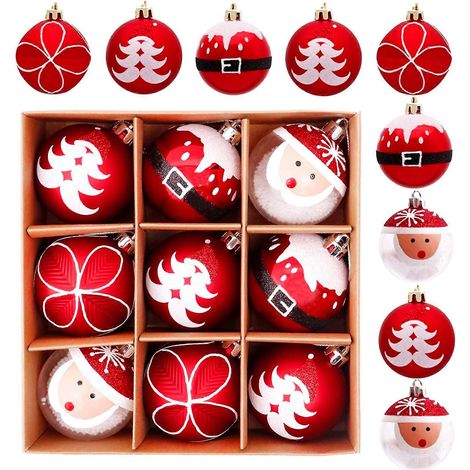 Dekorative Weihnachtskugeln, 6 cm große unzerbrechliche Weihnachtskugeln zum Aufhängen, Weihnachtsmann-Weihnachtskugeln zum Aufhängen für den Weihnachtsbaum (1/5)