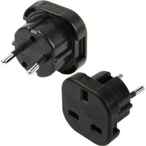Adaptateur AC de prise - Angleterre UK vers Européen EU - Noir (1/2)