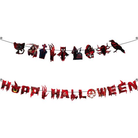 Décorations de fête d'Halloween, bannières d'anniversaire effrayantes pour