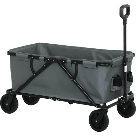 Gartenwagen 120 kg belastbar, klappbar Transportwagen mit herausnehmbare Plane 160 Liter Dunkelgrau