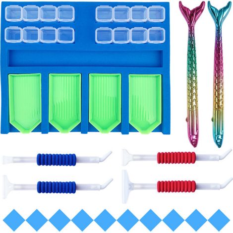 Plateau De Rangement Pour Diamond Painting - 4 Compartiments + Emplacement Stylo - 25 x 20 x 1,8 cm - Silicone - 1 Pièce (1/5)