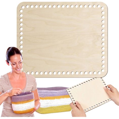 Base in legno per un cestino del pane di 30x25 cm. Fondo. Base all'uncinetto. (1/3)