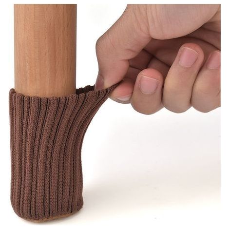 Lot de 24 chaussettes antidérapantes pour pieds de chaise – Fil polyester tricoté et feutre élastique – Protège sols en bois et carrelage (1/5)
