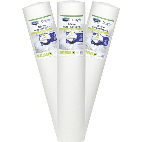 Dulary – Lot de 3 bâches de protection auto-adhésives plastifiées 25 m x 1 m – Résistantes aux chocs et rayures – Côté supérieur imperméable (1/5)