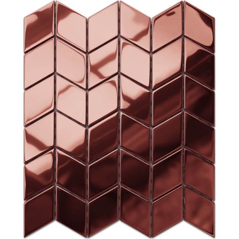 Ilcom mosaico in vetro su rete per bagno e cucina 26.5cm x 30.5cm - Magic copper chevron (1/4)