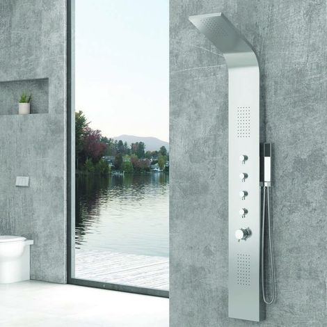 Pannello doccia idromassaggio con 4 selettori di funzione in acciaio finitura satinata  Kaman-2100 kamalu