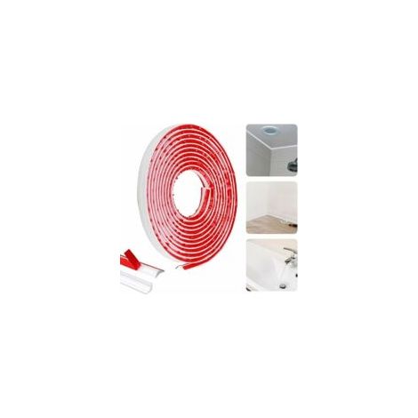 Moulure autocollante flexible 5m – Quart de rond PVC blanc étanche 12mm x 9mm – Adaptée pour joints muraux – Installation rapide - 12mmx9 (1/5)