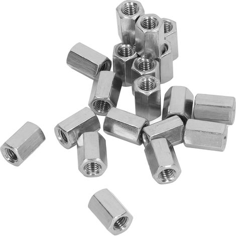 Écrous-raccord hexagonaux 20 pièces, inox 304, tige filetée pour boulons goujons vis, connexion filetée résistante (1/5)