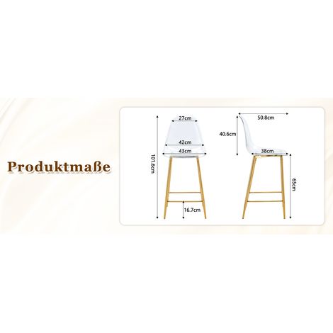 Lot de 4 Tabourets de Bar Design Transparent Pieds Métal Argent/Or/Noir Assise Acrylique Robuste pour Cuisine Îlot Central (1/5)