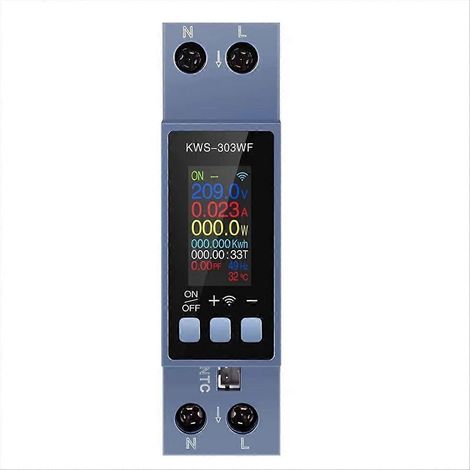 Compteur d'énergie intelligent KWS-303WF, contrôle par application, 85-290 V/40 A, compteur de tension et de courant. (1/5)