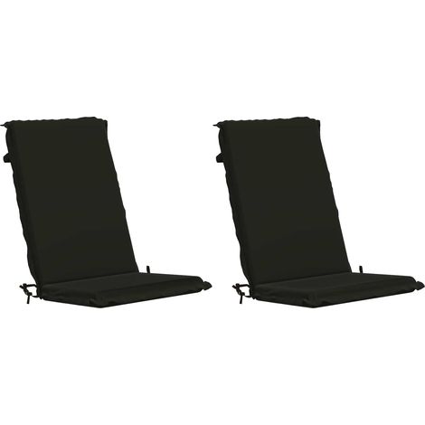 Lot de 2 coussins de chaise à dossier haut GEMERT - 120 × 50 × 6 cm - noir - 100 % polyester (1/3)