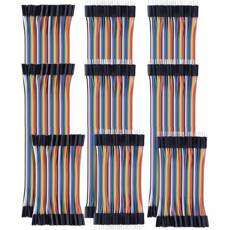 360-teiliges Jumperkabel-Set, 40-poliges Elektronik-Flachbandkabel-Set, Steckbrettkabel, Jumperkabel, 24 AWG, 10 cm, 20 cm und 30 cm, 10 Farben, Stecker auf Buchse & Stecker auf Buchse (1/5)