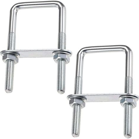 Bulloni a U, bulloni a U quadrati, bulloni a U in acciaio inox 70 x 110 mm, bullone a U M8 con dado, piastra di fissaggio e rondella, bullone a U M8 per il fissaggio di pannelli e tubi (70 x 110 mm) -