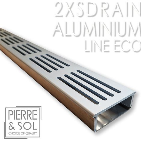 Caniveau Inox Hauteur 2 cm - 2XSDRAIN EASY Grille aluminium - LINE ECO - Caniveau de 50 cm