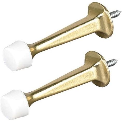 Un ensemble de deux butoirs de porte, en alliage de zinc, avec des patins en caoutchouc pour protéger les murs, adaptés à une utilisation intérieure et extérieure, 75 mm d'épaisseur (blanc). (1/2)