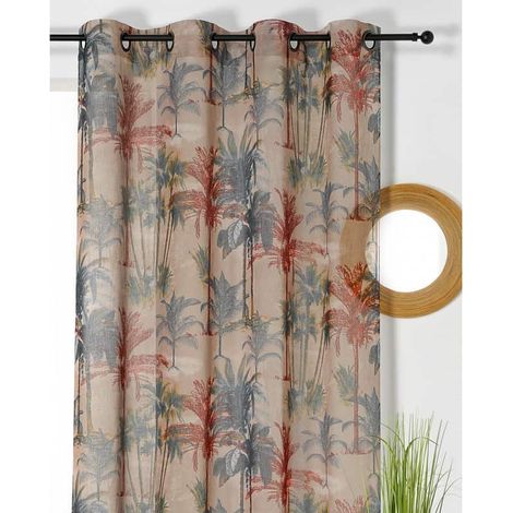 Voilage tropical écru - 150x260cm - Ecru