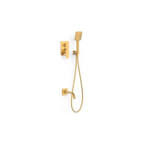 Kit mitigeur encastré 2 voies Rapid‑box pour baignoire et douche Project Or Mat 24K - TRES 22138007OM