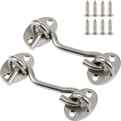 Ensemble de 2 pièces en acier inoxydable, comprenant verrous et boulons pour serrures de porte, crochet de cabine, entretoise silencieuse pour support de fenêtre, acier inoxydable