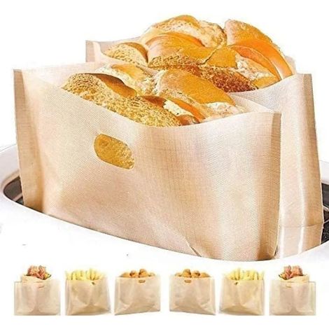 Sacs pour grille-pain antiadhésifs, faciles à nettoyer, réutilisables et résistants à la chaleur, sans gluten, sans PFOA, paquet de 10 (1/5)