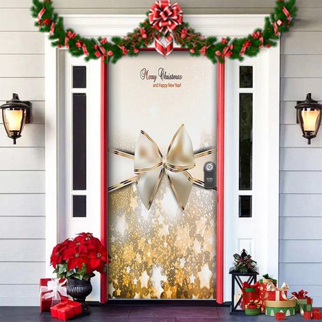 Décor De Porte De Noël - Housse Pour Porte Avec Motif Joyeux Noël - Décoration Intérieure Et Extérieure - 1 Pièce (1/5)