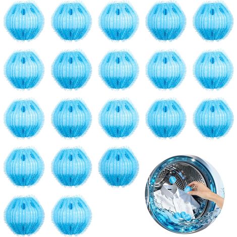 20 Pièces Anti Poil Machine à Laver,Boule Anti Poils Machine à Laver,Enleve Poil Animaux Réutilisable,Balle de Lavage,Élimine Poils de Chat, Chien, Peluches,Pour Linge et Sèche-Linge (1/5)
