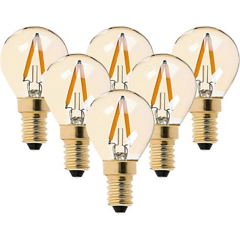 Ampoule LED G40 à filament miniature 1W - Blanc ultra chaud 2200K (lueur ambrée) - Équivalent 10W - Culot E14 pour lustre - Non dimmable - Lot de 6 (1/4)