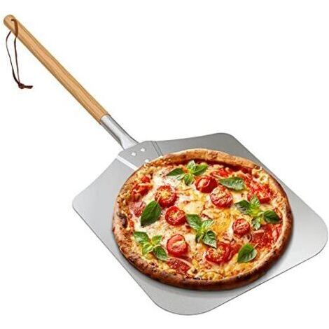 BUNTHAUS Four à pizza en métal résistant au feu avec manche en bois, adapté aux fours intérieurs et extérieurs. (1/4)