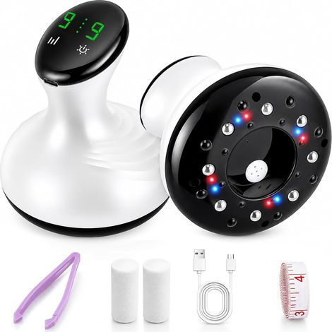 Appareil de Massage 4-en-1 Contre la Cellulite, Masseur Électrique Anti Cellulite avec Ventouse, Gua Sha, Chaleur, 9 Niveaux d’Aspiration et Température pour Peau Ferme, 24 Embouts, Écran Tactile (1/5)
