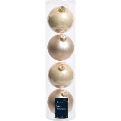 Caja de 4 bolas decorativas perla d10 cm (1/4)
