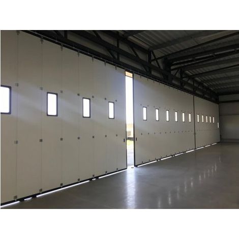 Porte sectionnelle industrielle coulissante FREEDIM Largeur 22000mmx Hauteur 4000mm avec portillon