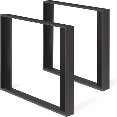 Idmarket – Lot de 2 pieds de table carré noir 75 cm – Particules de bois mélaminé – Montage facile – Pour tables modernes et industrielles (1/5)