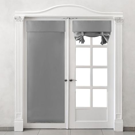 Rideaux de porte de salon et de chambre à coucher Rideaux coupe-vent et isolants thermiques Aucun perçage requis Rideaux à embrasses 66 x 173 cm Gris 2 pièces (1/5)
