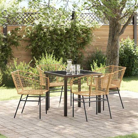 Garden Dining Set 5 pcs Brown Poly Rattan vidaXL (1/5)