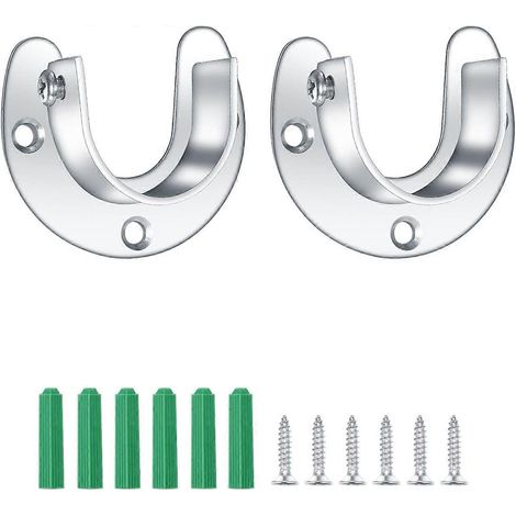 Supports pour tringle à vêtements (lot de 2), en acier inoxydable, avec bride en forme de U. (1/4)